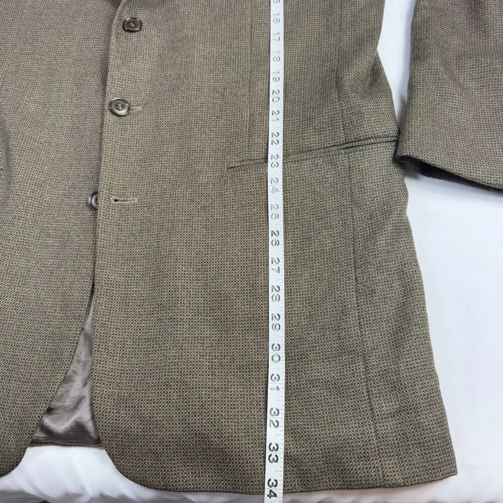 Gian Franco‎ Ruffini Tweed Lambswool Mens 46R Jacket Herringbone Plaid Sportcoat